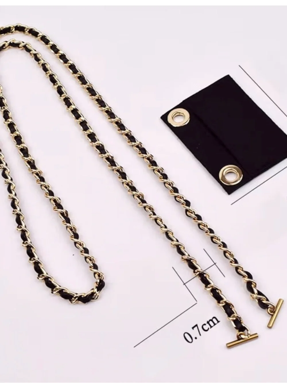 Black Leather-Trim Chain Strap Crossbody - Gold Chain